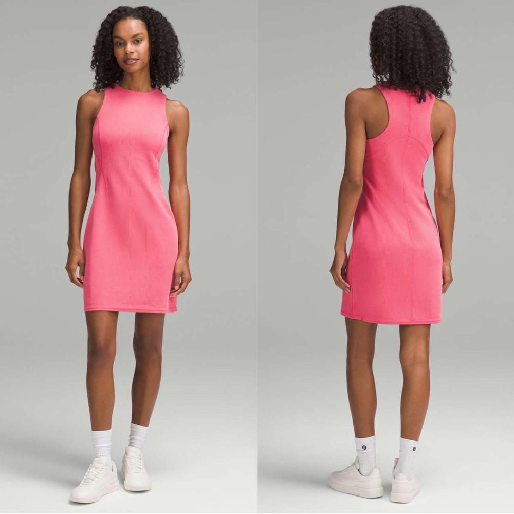 NWT Lululemon Ribbed Softstreme Slim-Fit Tank Dress Glaze Pink W1ECYS Size 4